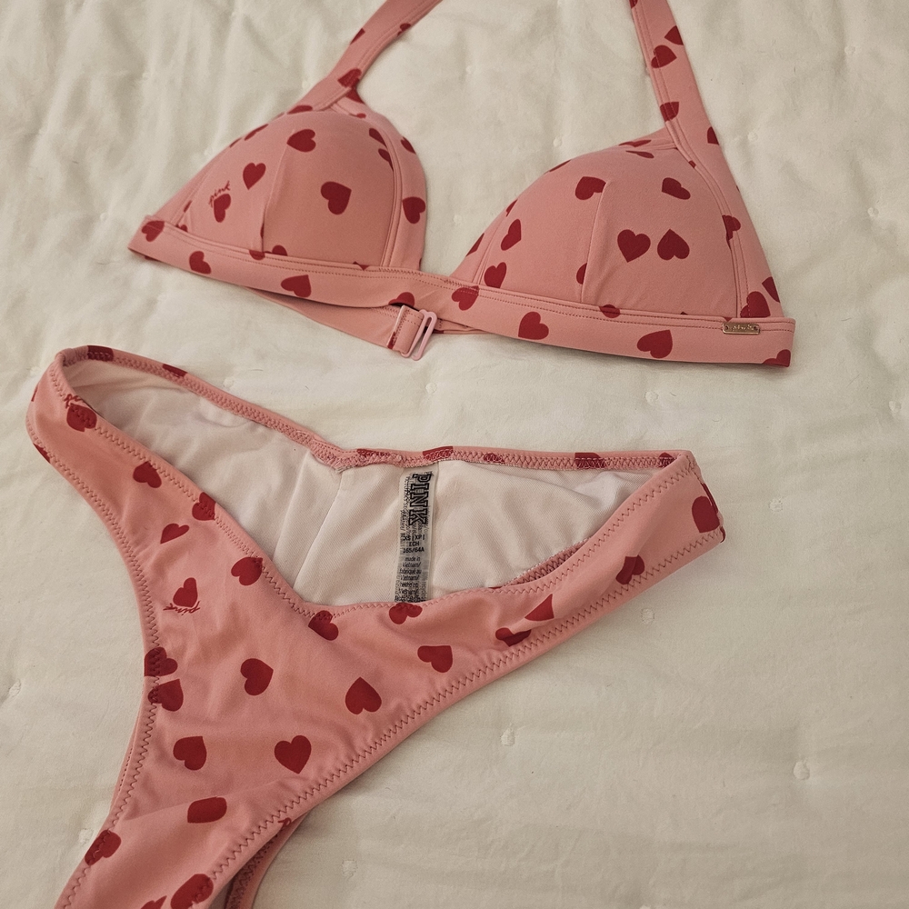 PINK Victoria's Secret Heart Print Bikini Set